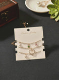3-Piece Gold Plated Anklet Set with Crystal & Pearl Accents