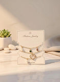 3-Piece Gold Plated Anklet Set with Crystal & Pearl Accents