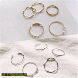 10-Piece Gold & Silver Ring Set for Women