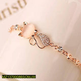 Rose Gold Cat Charm Bracelet Adjustable with Crystals