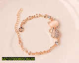 Rose Gold Cat Charm Bracelet Adjustable with Crystals