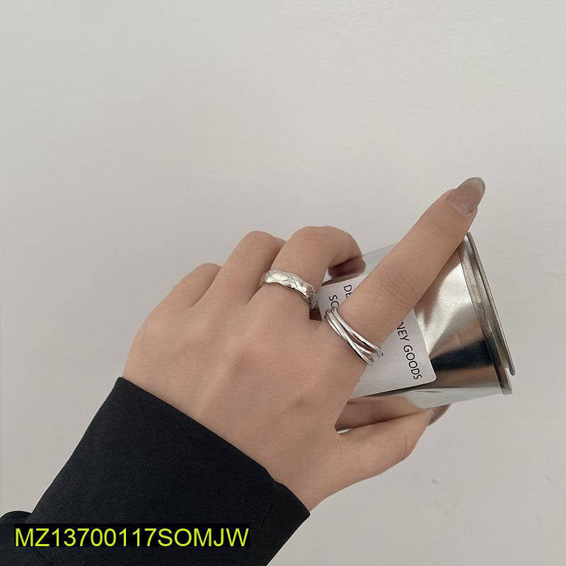 Modern Korean Silver Rings for Women Adjustable Office Wear