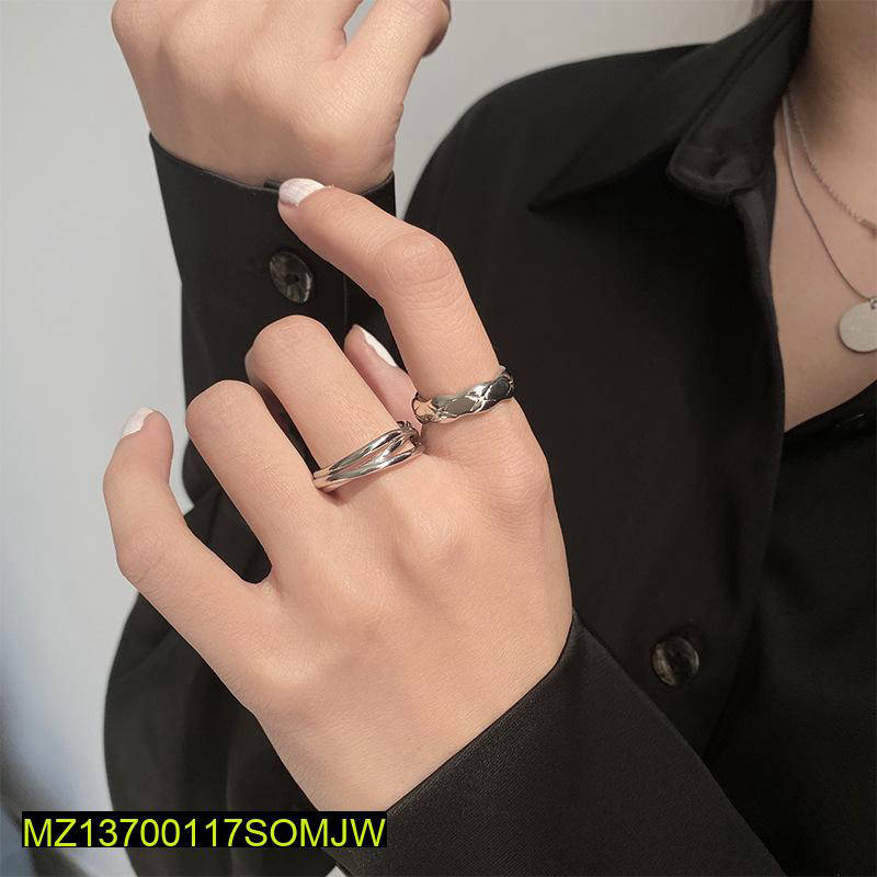 Modern Korean Silver Rings for Women Adjustable Office Wear