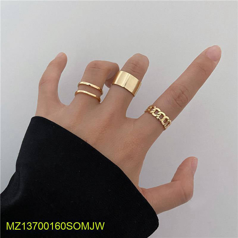 3 Pcs Gold Plated Adjustable Rings Set for Women