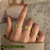 3 Pcs Gold Plated Adjustable Rings Set for Women