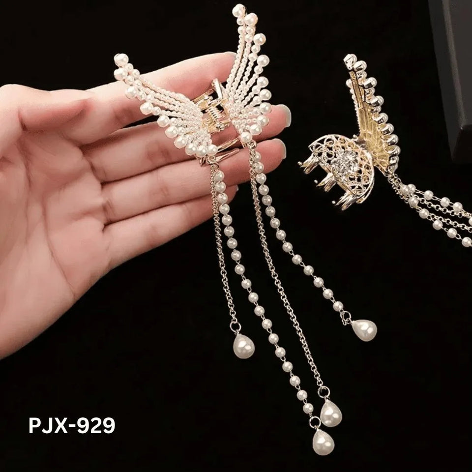 Silver Golden Zircon Butterfly Hair Claw for Women Daily Wear