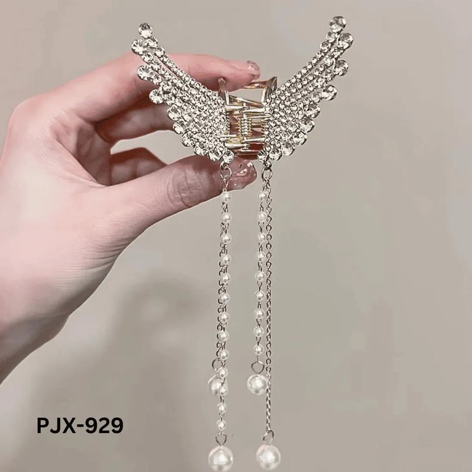 Silver Golden Zircon Butterfly Hair Claw for Women Daily Wear