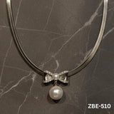 Stainless Steel Pearl Choker Necklace for Women Silver