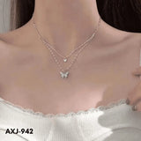 Double Butterfly Korean Trending Zircon Necklace (AXJ-942)