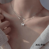Double Butterfly Korean Trending Zircon Necklace (AXJ-942)
