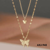 Double Butterfly Korean Trending Zircon Necklace (AXJ-942)