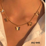 Women Multi Butterfly Necklace Gold Silver Alloy Daily Wear