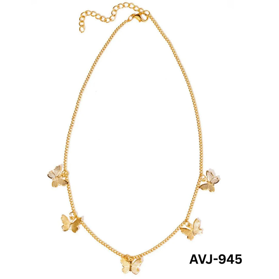 Women Multi Butterfly Necklace Gold Silver Alloy Daily Wear