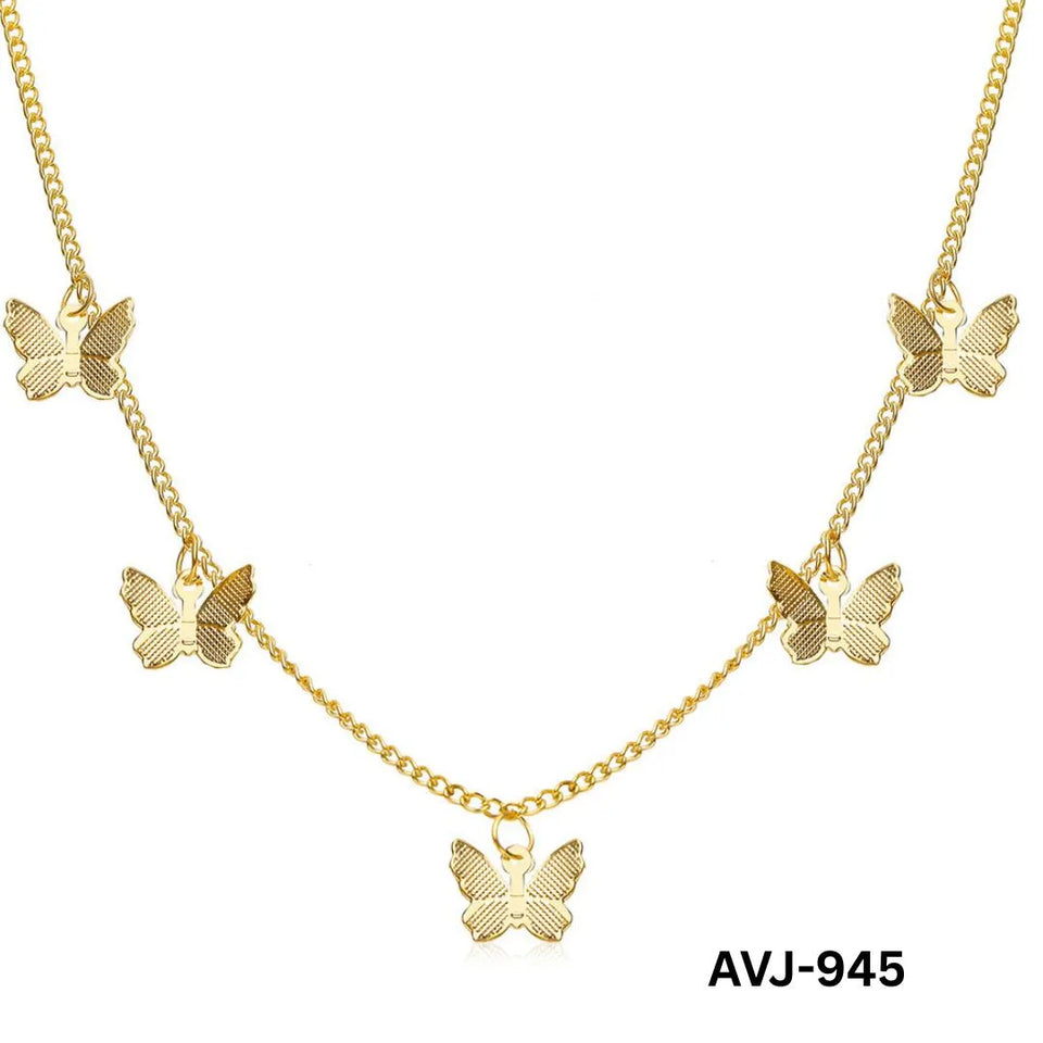Women Multi Butterfly Necklace Gold Silver Alloy Daily Wear