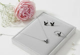 Butterfly Necklace Set 4Pcs Alloy White Gold