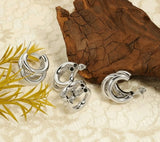 Golden三层Korean Hoop Earrings 2 Pcs