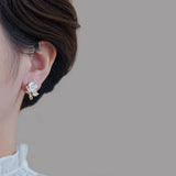 White Flower Stud Earrings for Women Alloy 2 Pcs Daily Wear