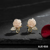 White Flower Stud Earrings for Women Alloy 2 Pcs Daily Wear