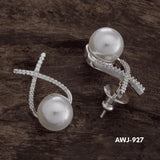 Cross Zircon Pearl Earrings for Women Silver Golden 2Pcs