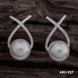 Cross Zircon Pearl Earrings for Women Silver Golden 2Pcs