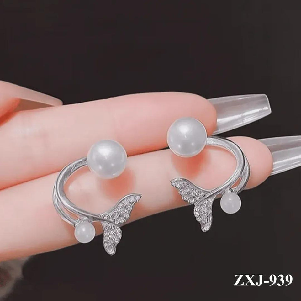 Korean Fish Tail Earrings Alloy Women 2Pcs Pink Silver Gold Black
