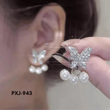Butterfly Pearl Zircon Earrings Gold Silver Women 2Pcs