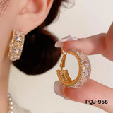 Zircon Gold Baliyaan Earrings for Women 2Pcs Silver Golden Alloy