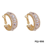Zircon Gold Baliyaan Earrings for Women 2Pcs Silver Golden Alloy