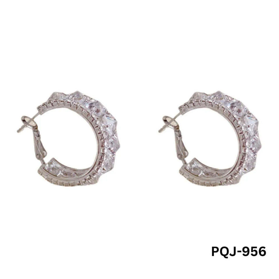 Zircon Gold Baliyaan Earrings for Women 2Pcs Silver Golden Alloy