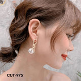 Women Knot Pearl Drop Earrings Alloy 2Pcs