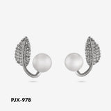 Leaf Pearl Earrings for Women Silver Alloy 2 Pcs Daily Wear