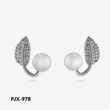 Leaf Pearl Earrings for Women Silver Alloy 2 Pcs Daily Wear