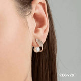 Leaf Pearl Earrings for Women Silver Alloy 2 Pcs Daily Wear