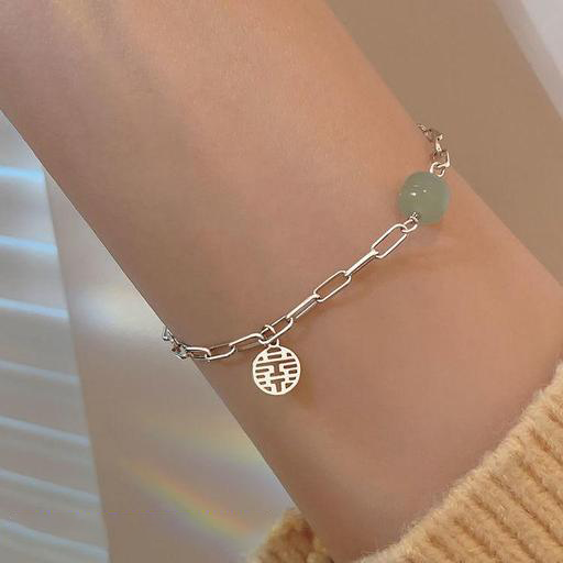 Minimalistic Bracelet for Women with Jade Bead
