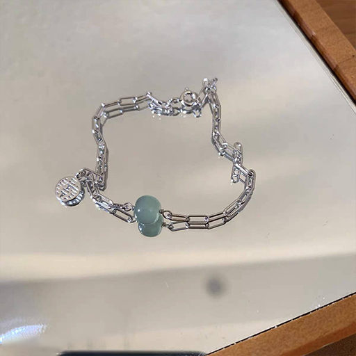 Minimalistic Bracelet for Women with Jade Bead