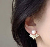 Silver Pearl Leaf Stud Earrings for Girls Daily Wear