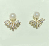 Silver Pearl Leaf Stud Earrings for Girls Daily Wear