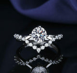 Crystal Diamond Ring Silver Plated for Women