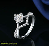 Crystal Diamond Ring Silver Plated for Women