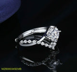 Crystal Diamond Ring Silver Plated for Women
