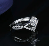 Crystal Diamond Ring Silver Plated for Women