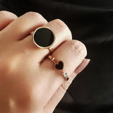 Women Antique Plated Stone Rings Set 4Pcs Elegant Daily Wear