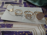 Women Antique Plated Stone Rings Set 4Pcs Elegant Daily Wear