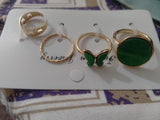 Women Antique Plated Stone Rings Set 4Pcs Elegant Daily Wear