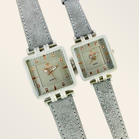 Stylish Quartz Couple Watches - 2 Pcs, Water Resistant
