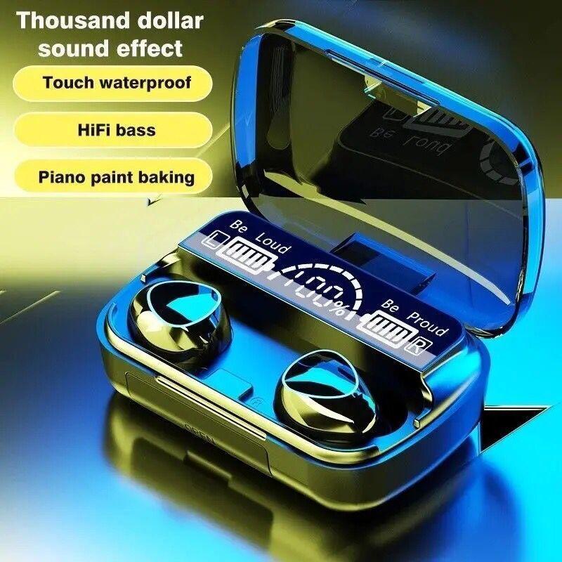 M10-TWS Wireless Bluetooth Earbuds with Charging Case, Black, Durable (Free Home Delivery)