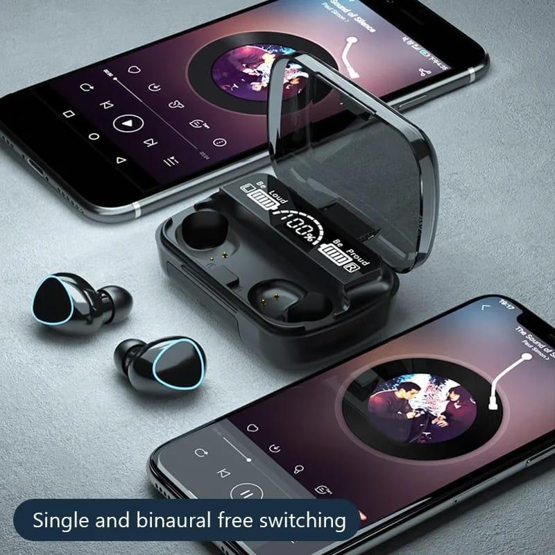 M10-TWS Wireless Bluetooth Earbuds with Charging Case, Black, Durable (Free Home Delivery)