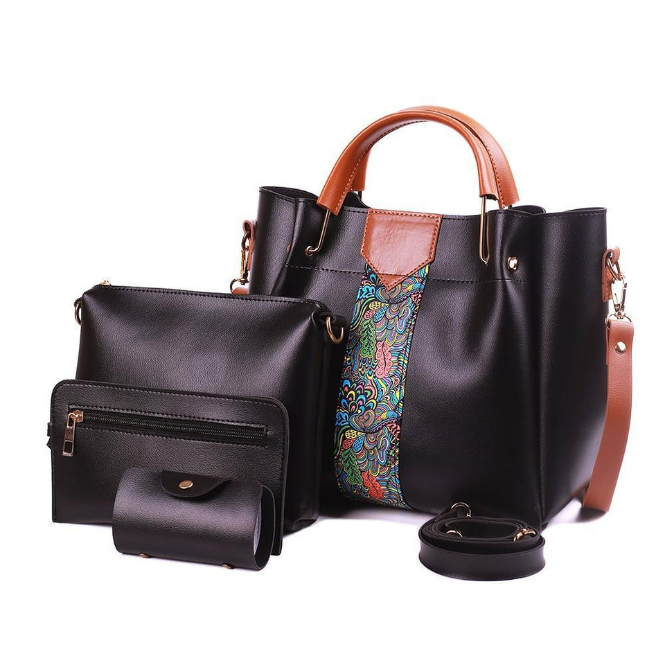 Premium Handbag Set (4 Pieces) – Classy Paisley Collection