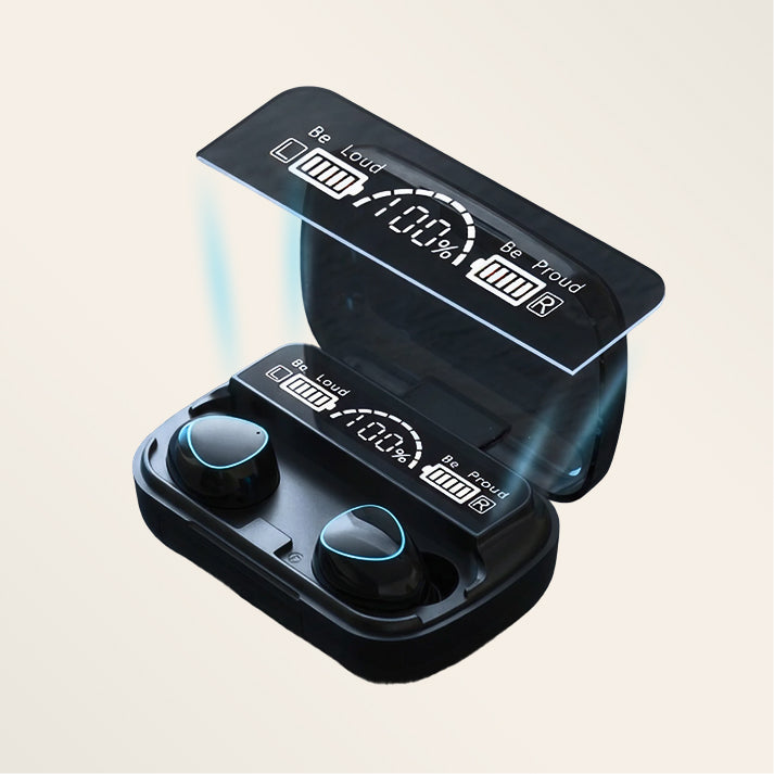 M10-TWS Wireless Bluetooth Earbuds with Charging Case, Black, Durable (Free Home Delivery)